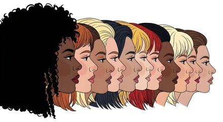 Diverse women portraits representing beauty, community, and inclusivity on white background