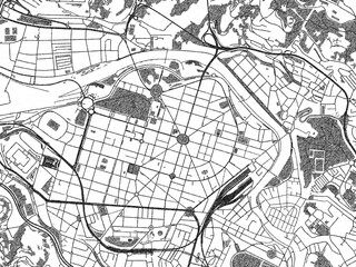 Naklejka premium Poster-style sketch map of Bilbao Centro, Spain, designed in artistic monochrome.