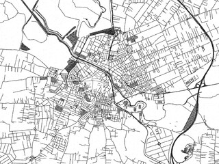 Naklejka premium Sketch-style black and white map of Chiclana de la Frontera, Spain, perfect for illustration and wall art.