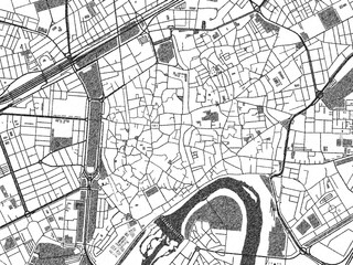 Obraz premium Decorative black and white map of Cordoba Centro, Spain, rendered in sketch-like style.