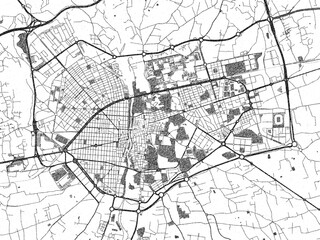 Obraz premium Black and white map poster of Elche, Spain, illustrated in hand-drawn style.