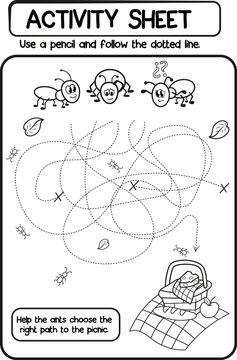 Hoja de actividades divertidas de laberinto de hormigas, perfecta para que los ni&ntilde;os aprendan habilidades de resoluci&oacute;n de problemas y pensamiento visual.