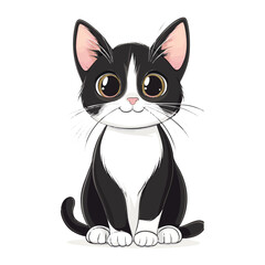 vector Cute black and white cartoon cat
