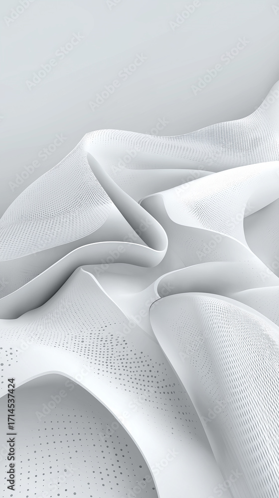 Poster abstract white fabric folds creating smooth flowing shapes.