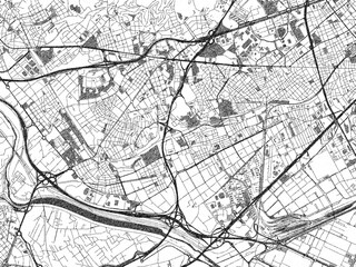 Monochrome Sketch Map Hospitalet Llobregat