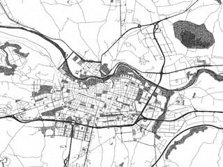 Hand-drawn black and white city map of Logrono, Spain, ready for wall art or editorial projects.
