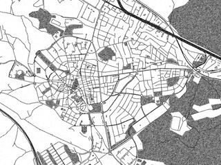 Naklejka premium Decorative monochrome illustration of Majadahonda, Spain, showing its detailed grid.