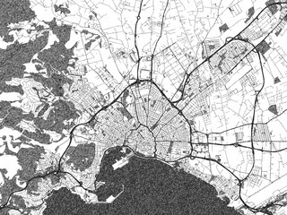 Fototapeta premium Minimalist monochrome city map of Palma de Mallorca, Spain, illustrated with urban detail.
