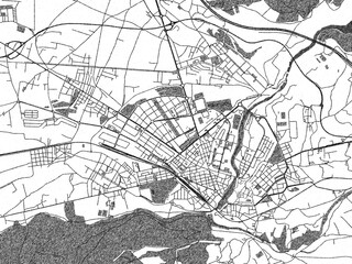 Naklejka premium City map illustration of Ponferrada, Spain, rendered in black and white sketch style.