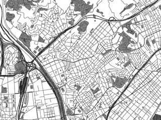 Fototapeta premium Stylized black and white urban map of Santa Coloma de Gramenet, Spain, hand-drawn for decor and creative use.