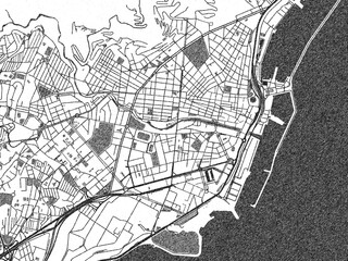Fototapeta premium Sketch-style black and white map of Santa Cruz de Tenerife, Spain, perfect for illustration and wall art.