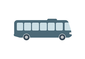 A teal bus with rounded windows and wheels set against a plain white background