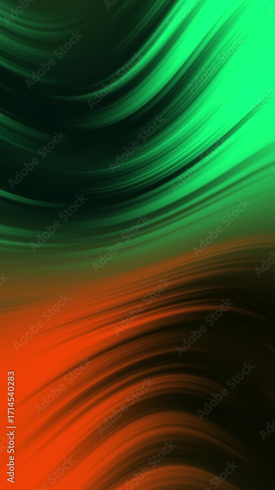 Poster abstract liquid gradient background with smooth dynamic waves. modern vibrant green and orange color
