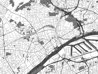 Naklejka premium Illustrated city map of Argenteuil, France, in black and white, showing roads and textures.