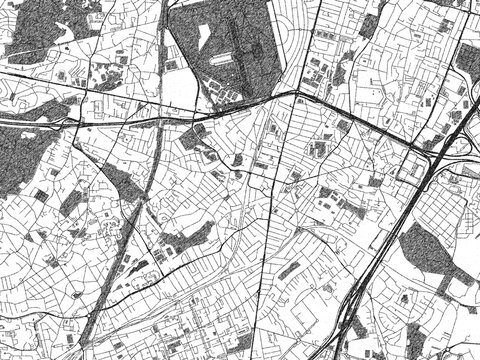 Monochrome sketch map of Antony, France, ideal for posters, prints, and travel design.