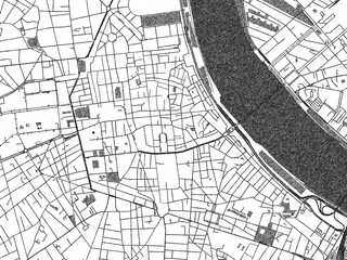 Naklejka premium Urban black and white map of Bordeaux Centre, France, designed in a sketch style for prints.