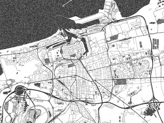 Obraz premium Monochrome hand-drawn map of Calais, France, ideal for decorative and editorial use.