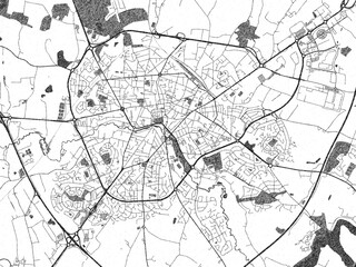Decorative black and white map of Cholet, France, rendered in sketch-like style.