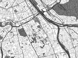 Naklejka premium Detailed artistic sketch map of Ivry-sur-Seine, France, in monochrome black and white.