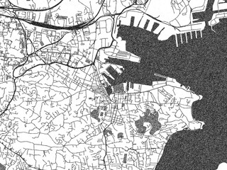 Fototapeta premium Black and white map poster of La Seyne-sur-Mer, France, illustrated in hand-drawn style.