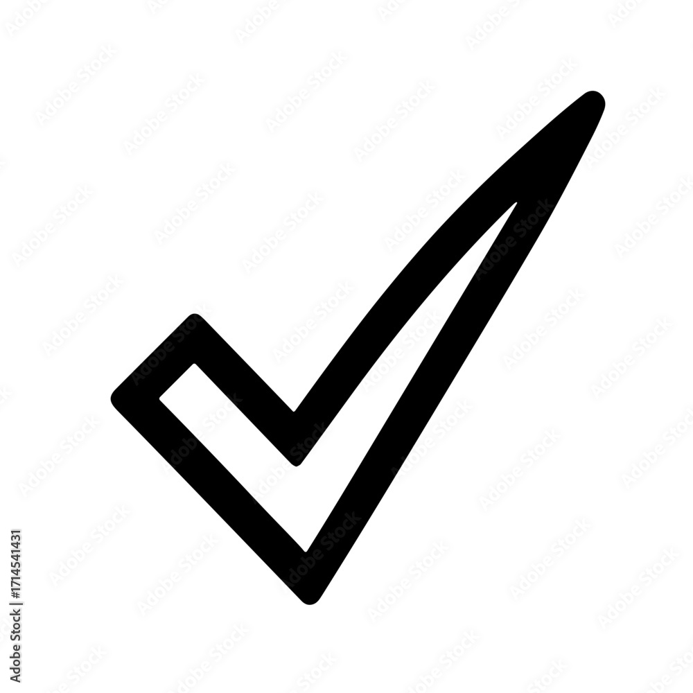 Poster minimalistic black check mark icon in simple vector style