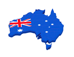 3D map of Australia with flag