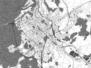 Fototapeta premium Detailed artistic sketch map of Nancy, France, in monochrome black and white.