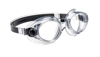 Clear swimming goggles, angled view