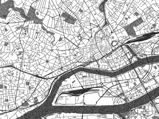Naklejka premium Minimalist monochrome city map of Nantes Centre, France, illustrated with urban detail.