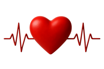 Heart and pulse signal isolated on transparent background