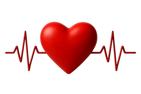 Heart and pulse signal isolated on transparent background