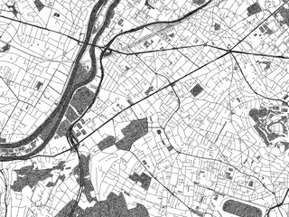 Obraz premium Stylized decorative city map of Rueil-Malmaison, France, hand-drawn in black and white.
