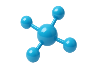 3d blue molecule structure isolated on transparent background