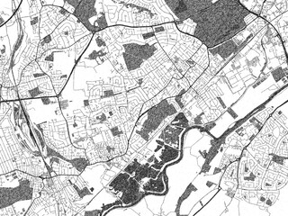 Obraz premium Stylized black and white urban map of Beeston, United Kingdom, hand-drawn for decor and creative use.