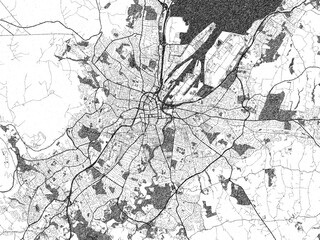 Fototapeta premium Black and white map poster of Belfast, United Kingdom, illustrated in hand-drawn style.