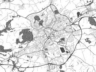 Minimal poster-style map of Blackburn, United Kingdom, hand-drawn in monochrome.