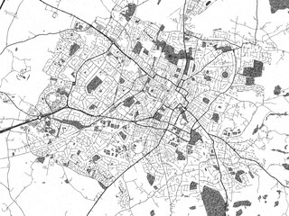 Fototapeta premium Detailed artistic sketch map of Cheltenham, United Kingdom, in monochrome black and white.