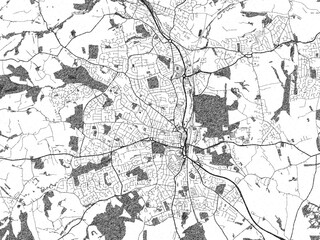 City map illustration of Chesterfield, United Kingdom, rendered in black and white sketch style.