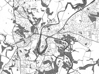 Monochrome hand-drawn map of Durham, United Kingdom, ideal for decorative and editorial use.