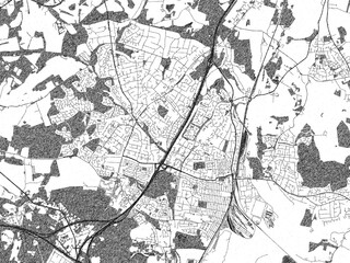 Fototapeta premium Poster-ready black and white illustration map of Eastleigh, United Kingdom, detailed and artistic.