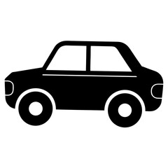 Simple black and white illustration of a classic passenger car design