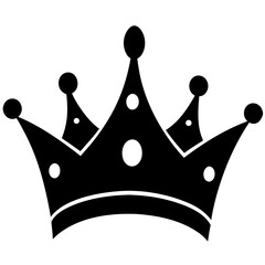 Simple black and white illustration depicting a regal crown design