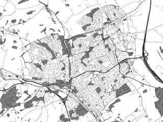Illustrated map of Hemel Hempstead, United Kingdom, in black and white hand-drawn digital style.