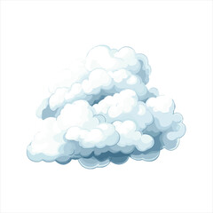 Fluffy white cumulus cloud illustration.  A stylized, cartoon-like depiction of a puffy, cumulus cloud