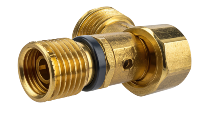 Brass plumbing fitting, close-up