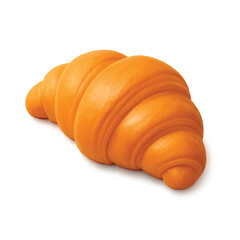 fresh baked golden croissant isolated white background
