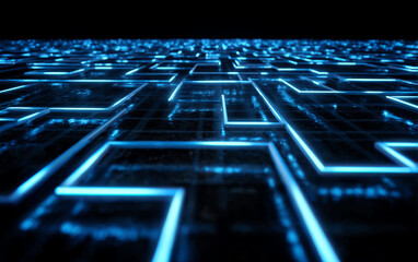 Obraz premium Blue Circuit Board Pattern Representing Advanced Technology