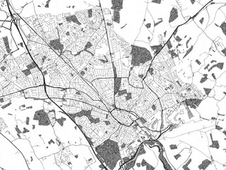 Decorative black and white map of Luton, United Kingdom, rendered in sketch-like style.