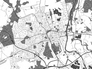 Naklejka premium Artistic urban sketch of Maidenhead, United Kingdom, detailed in black and white map form.