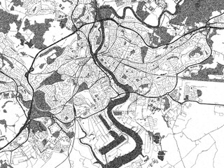 Decorative black and white map of Newport, United Kingdom, rendered in sketch-like style.